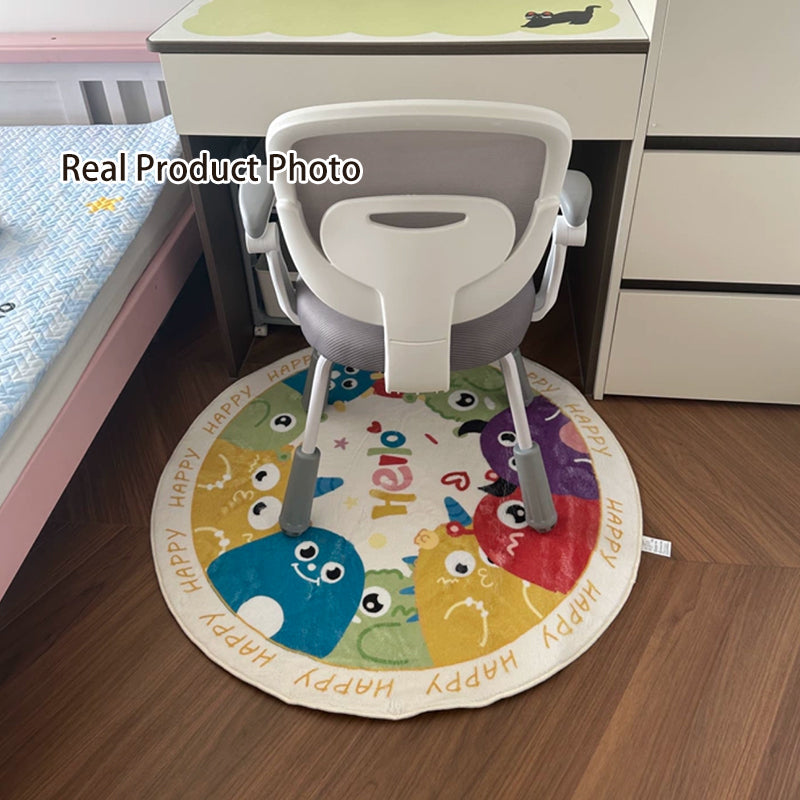 Wonder-Round Faux Cashmere Kids Rug – Soft Round Nursery Rug, Anti-Skid