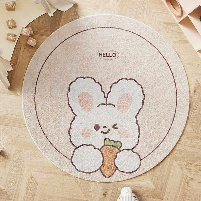 Wonder-Round Kids Area Rug – Faux Cashmere Round Play Rug, Non-Slip