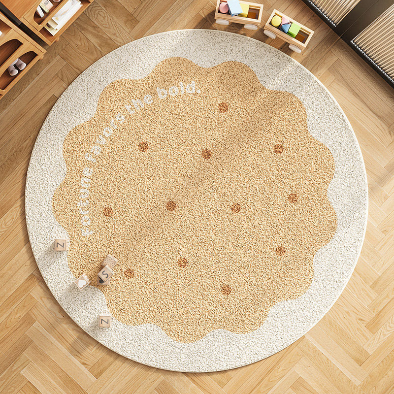 Wonder-Round Kids Area Rug – Faux Cashmere Round Play Rug, Non-Slip