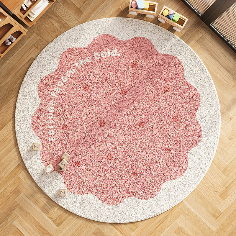 Wonder-Round Kids Area Rug – Faux Cashmere Round Play Rug, Non-Slip