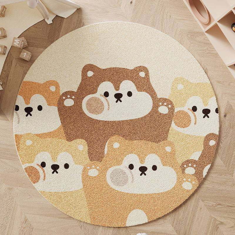 Wonder-Round Kids Area Rug – Faux Cashmere Round Play Rug, Non-Slip