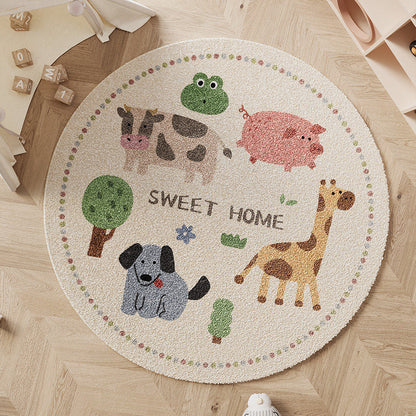 Wonder-Round Kids Area Rug – Faux Cashmere Round Play Rug, Non-Slip
