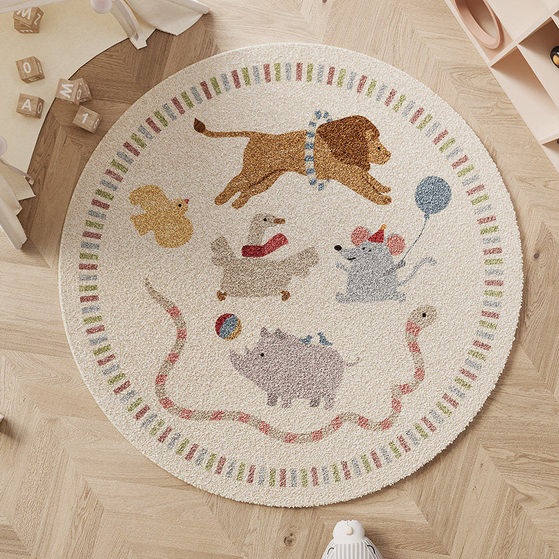 Wonder-Round Kids Area Rug – Faux Cashmere Round Play Rug, Non-Slip