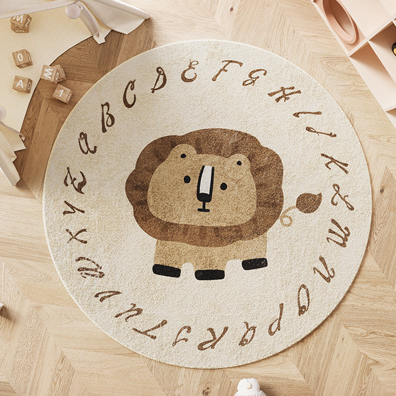 Wonder-Round Kids Area Rug – Faux Cashmere Round Play Rug, Non-Slip