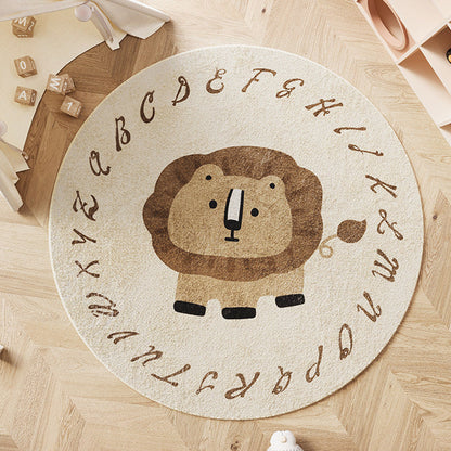 Wonder-Round Kids Area Rug – Faux Cashmere Round Play Rug, Non-Slip