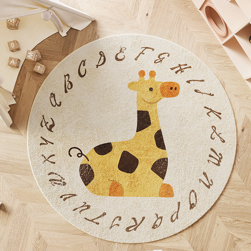 Wonder-Round Kids Area Rug – Faux Cashmere Round Play Rug, Non-Slip