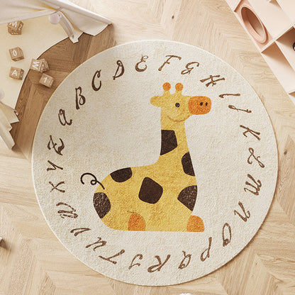 Wonder-Round Kids Area Rug – Faux Cashmere Round Play Rug, Non-Slip