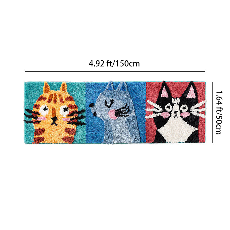 Meow-Gaze Carved Tufted Kids Rug – 3D Cat Pattern Non-Slip Rug