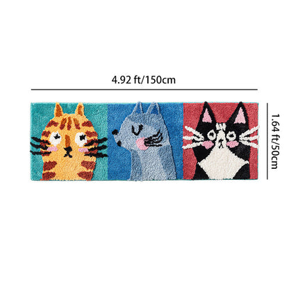 Meow-Gaze Carved Tufted Kids Rug – 3D Cat Pattern Non-Slip Rug