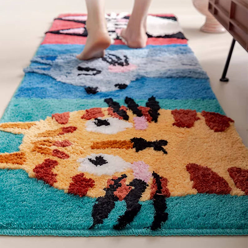 Meow-Gaze Carved Tufted Kids Rug – 3D Cat Pattern Non-Slip Rug