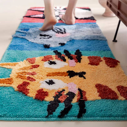 Meow-Gaze Carved Tufted Kids Rug – 3D Cat Pattern Non-Slip Rug