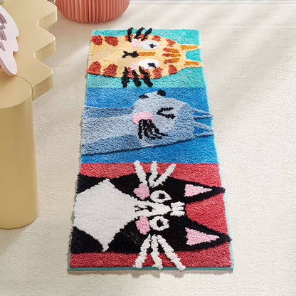 Meow-Gaze Carved Tufted Kids Rug – 3D Cat Pattern Non-Slip Rug