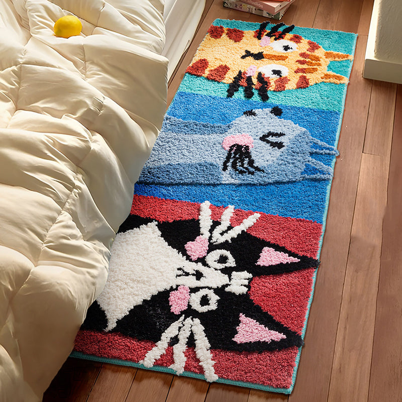 Meow-Gaze Carved Tufted Kids Rug – 3D Cat Pattern Non-Slip Rug