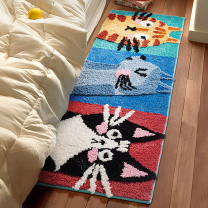 Meow-Gaze Carved Tufted Kids Rug – 3D Cat Pattern Non-Slip Rug