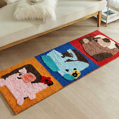 Meow-Gaze Carved Tufted Kids Rug – 3D Cat Pattern Non-Slip Rug