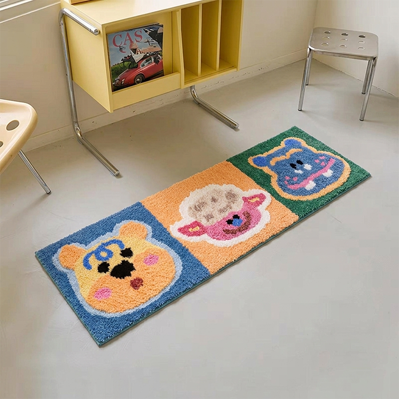 Meow-Gaze Carved Tufted Kids Rug – 3D Cat Pattern Non-Slip Rug