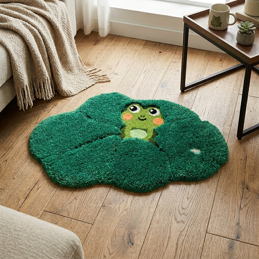 Meow-Gaze Carved Tufted Kids Rug – 3D Cat Pattern Non-Slip Rug