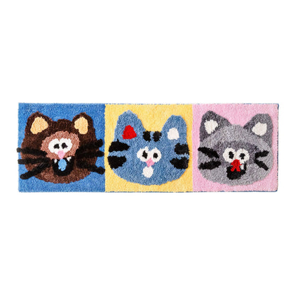 Meow-Gaze Carved Tufted Kids Rug – 3D Cat Pattern Non-Slip Rug