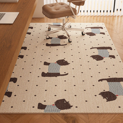 Serene Study Kids Area Rug – Warm Beige Faux Sisal Waterproof Play Rug