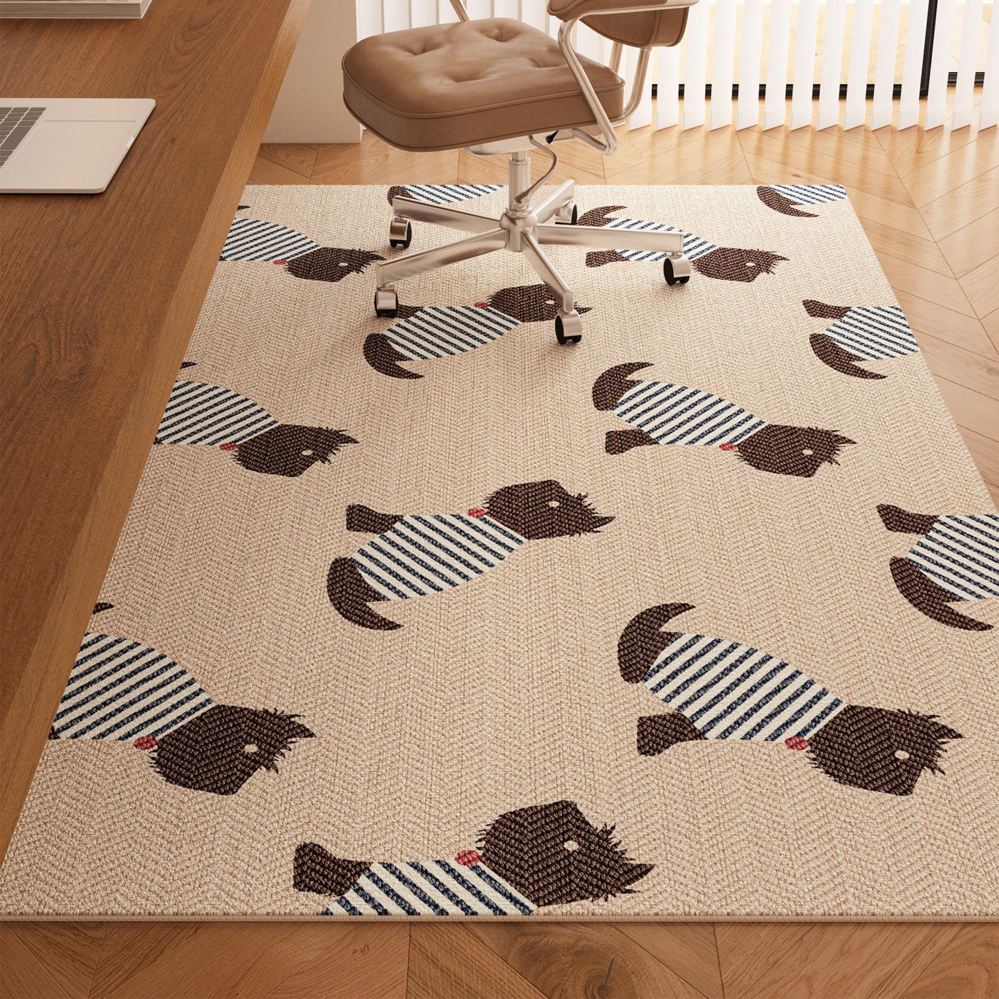 Serene Study Kids Area Rug – Warm Beige Faux Sisal Waterproof Play Rug