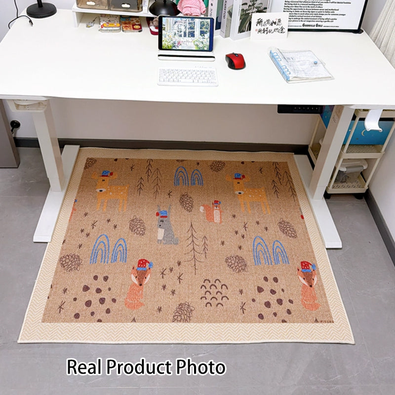 Serene Study Kids Area Rug – Warm Beige Faux Sisal Waterproof Play Rug