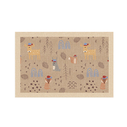 Serene Study Kids Area Rug – Warm Beige Faux Sisal Waterproof Play Rug