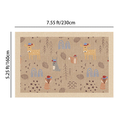 Serene Study Kids Area Rug – Warm Beige Faux Sisal Waterproof Play Rug