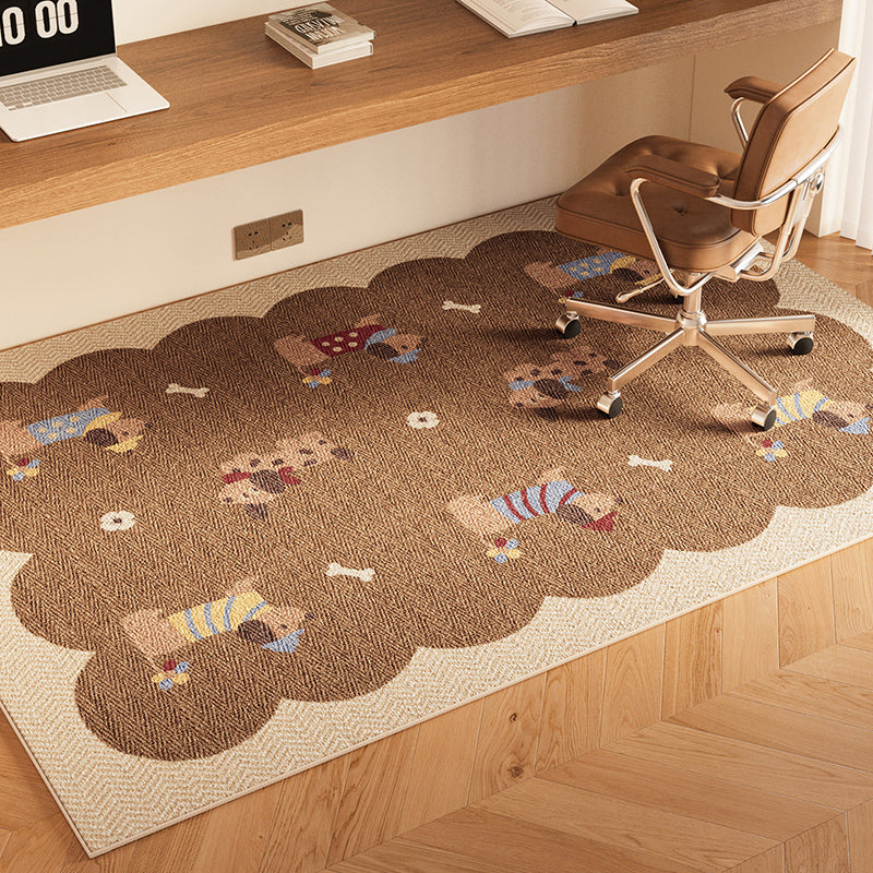 Serene Study Kids Area Rug – Warm Beige Faux Sisal Waterproof Play Rug