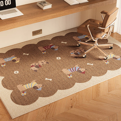 Serene Study Kids Area Rug – Warm Beige Faux Sisal Waterproof Play Rug