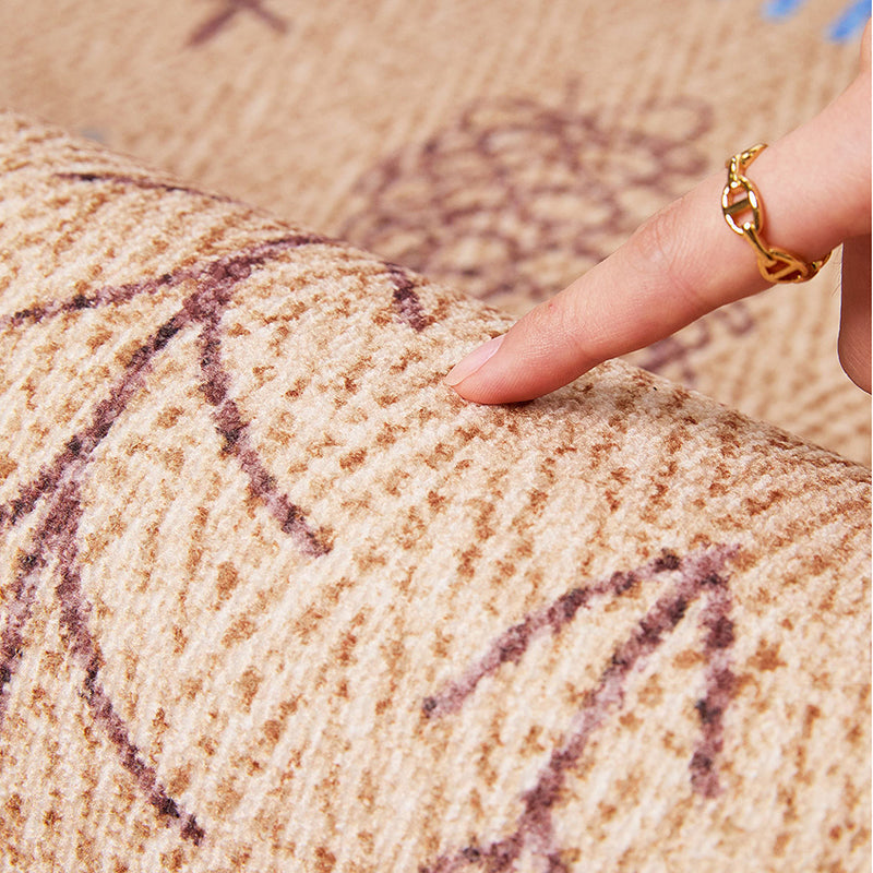 Serene Study Kids Area Rug – Warm Beige Faux Sisal Waterproof Play Rug
