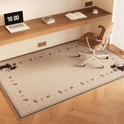 Serene Study Kids Area Rug – Warm Beige Faux Sisal Waterproof Play Rug