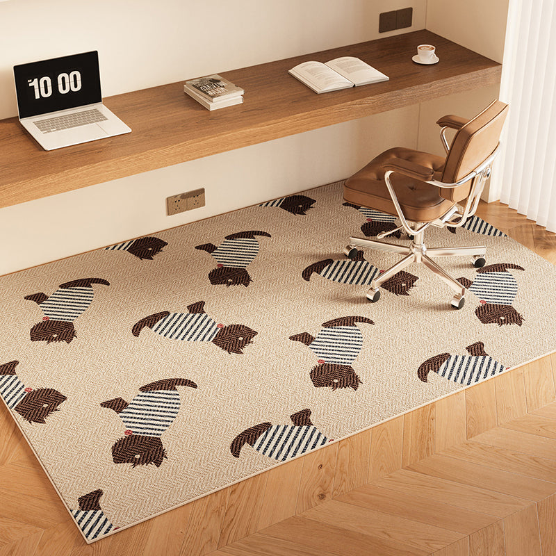 Serene Study Kids Area Rug – Warm Beige Faux Sisal Waterproof Play Rug