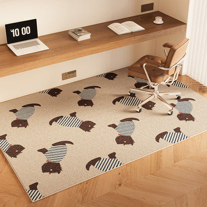 Serene Study Kids Area Rug – Warm Beige Faux Sisal Waterproof Play Rug