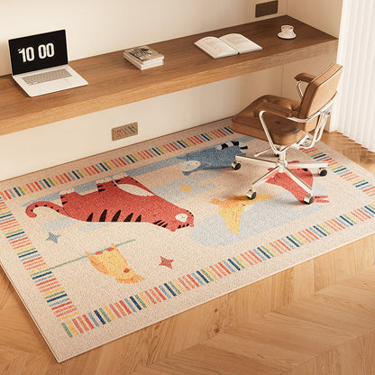 Serene Study Kids Area Rug – Warm Beige Faux Sisal Waterproof Play Rug