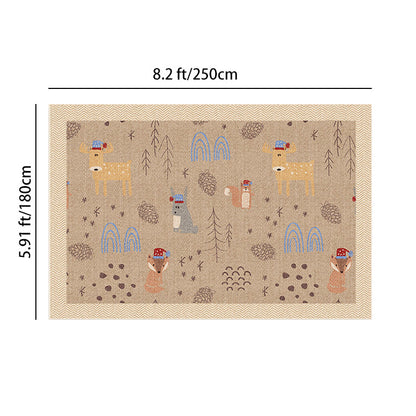 Serene Study Kids Area Rug – Warm Beige Faux Sisal Waterproof Play Rug