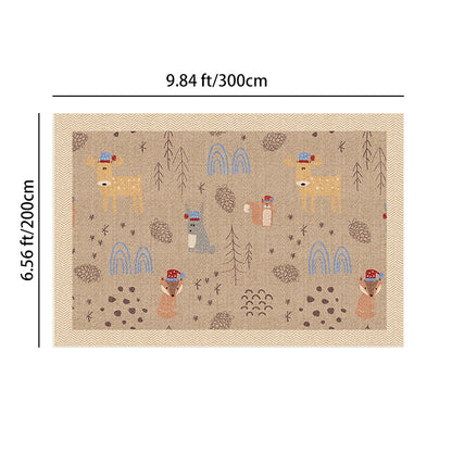 Serene Study Kids Area Rug – Warm Beige Faux Sisal Waterproof Play Rug