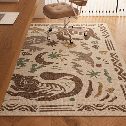 Serene Study Kids Area Rug – Warm Beige Faux Sisal Waterproof Play Rug