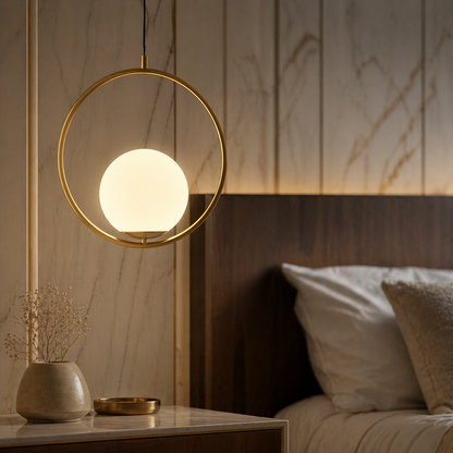 Brass Globe Pendant Light | Modern Hanging Glass Fixture