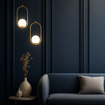 Brass Globe Pendant Light | Modern Hanging Glass Fixture