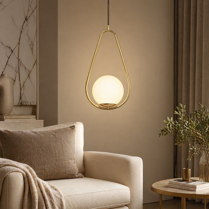 Brass Globe Pendant Light | Modern Hanging Glass Fixture