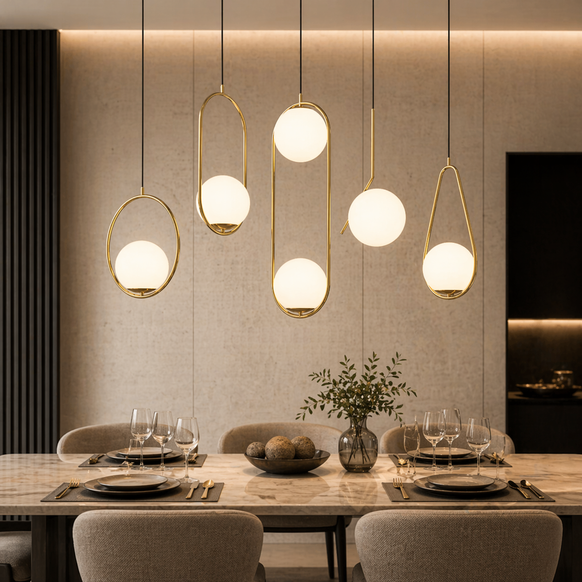 Brass Globe Pendant Light | Modern Hanging Glass Fixture