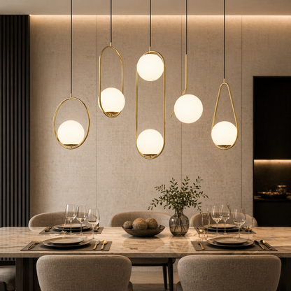 Brass Globe Pendant Light | Modern Hanging Glass Fixture