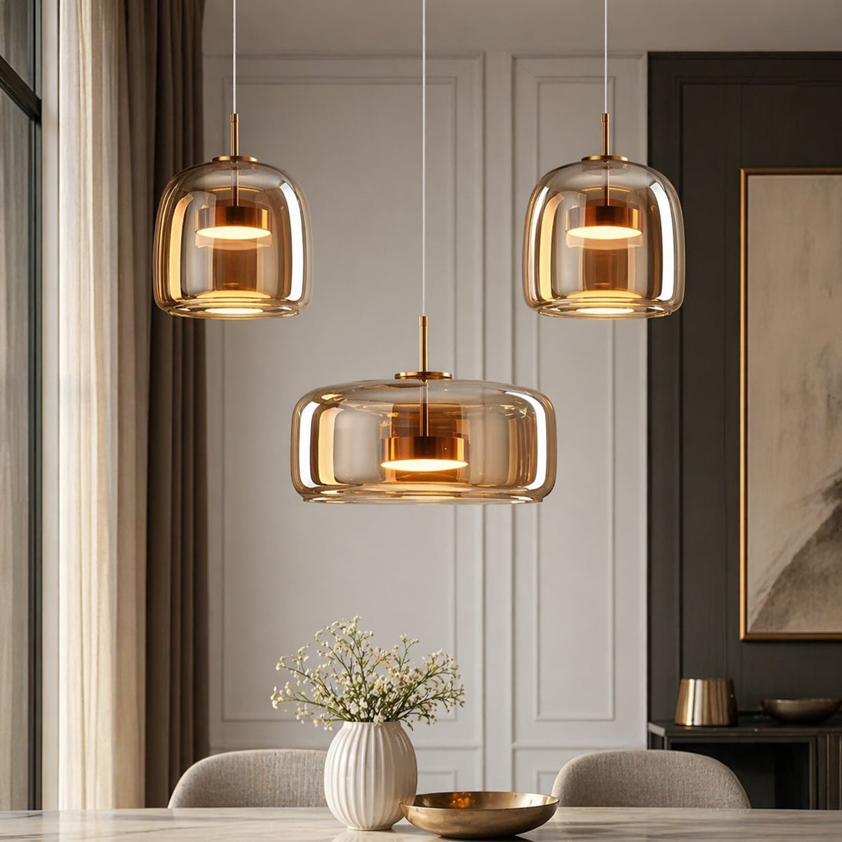 Hand-Blown Glass Pendant Light | Modern Multi-Shade Fixture