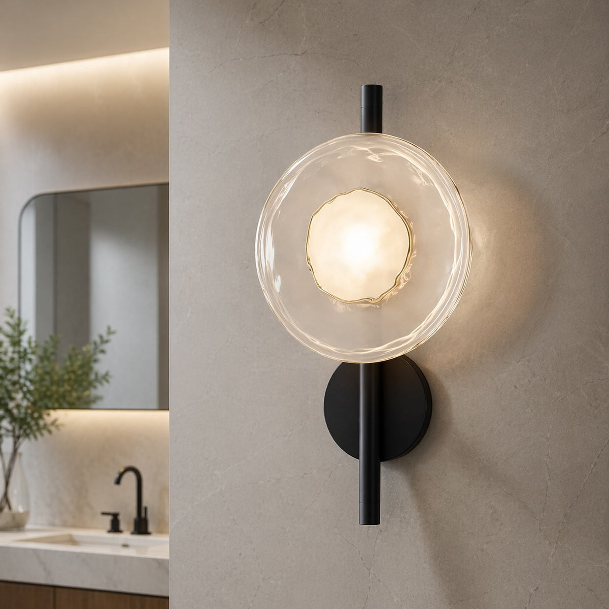 Nordic Round Glass Wall Sconce | Integrated 5W LED Light