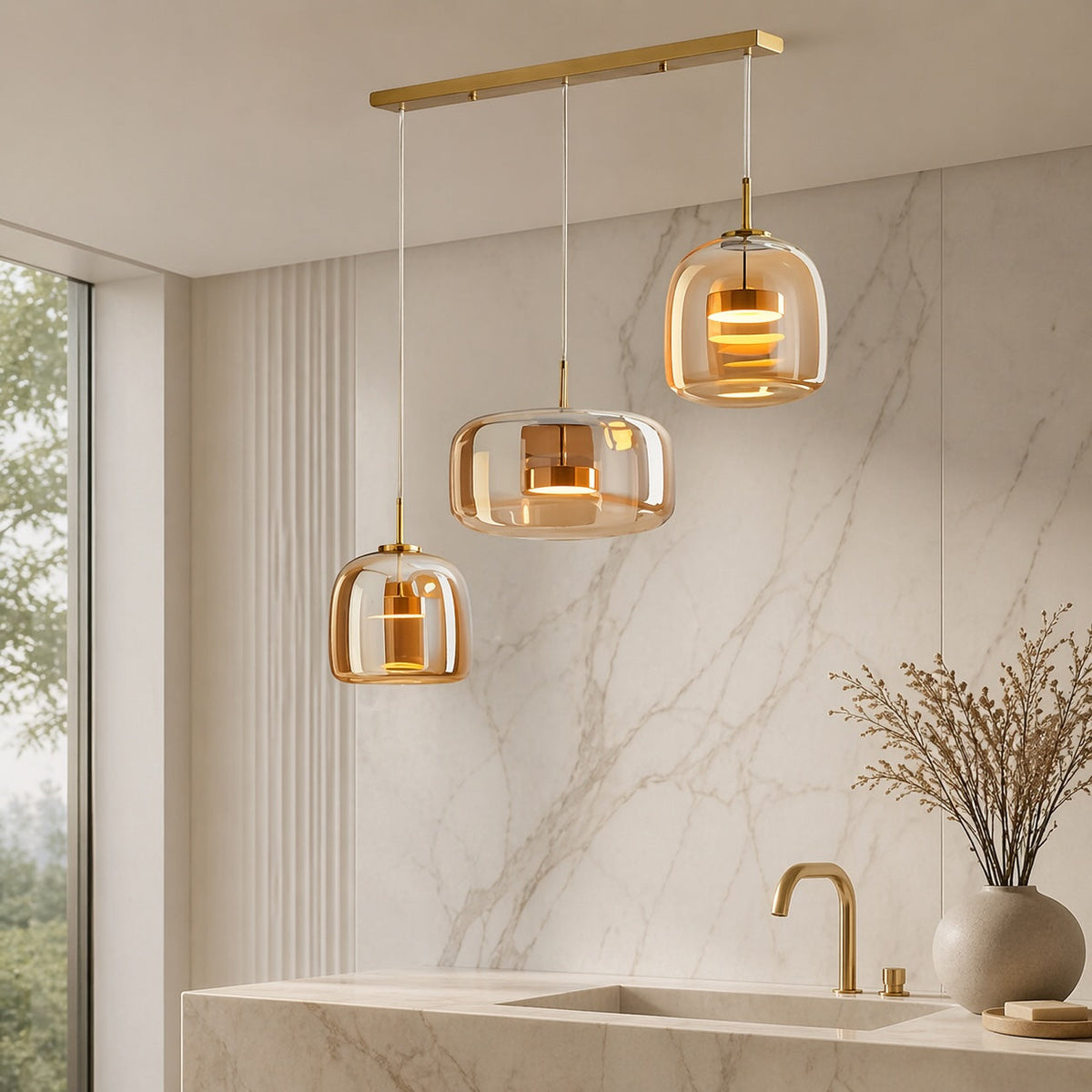 Hand-Blown Glass Pendant Light | Modern Multi-Shade Fixture