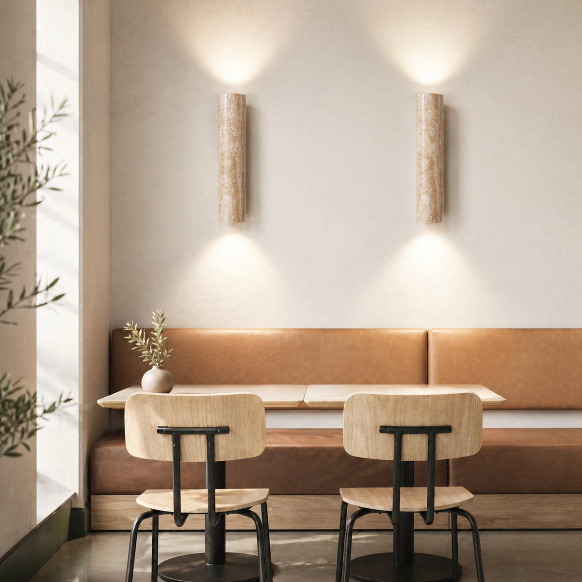 Travertine Up Down Wall Sconce | Natural Stone LED Light