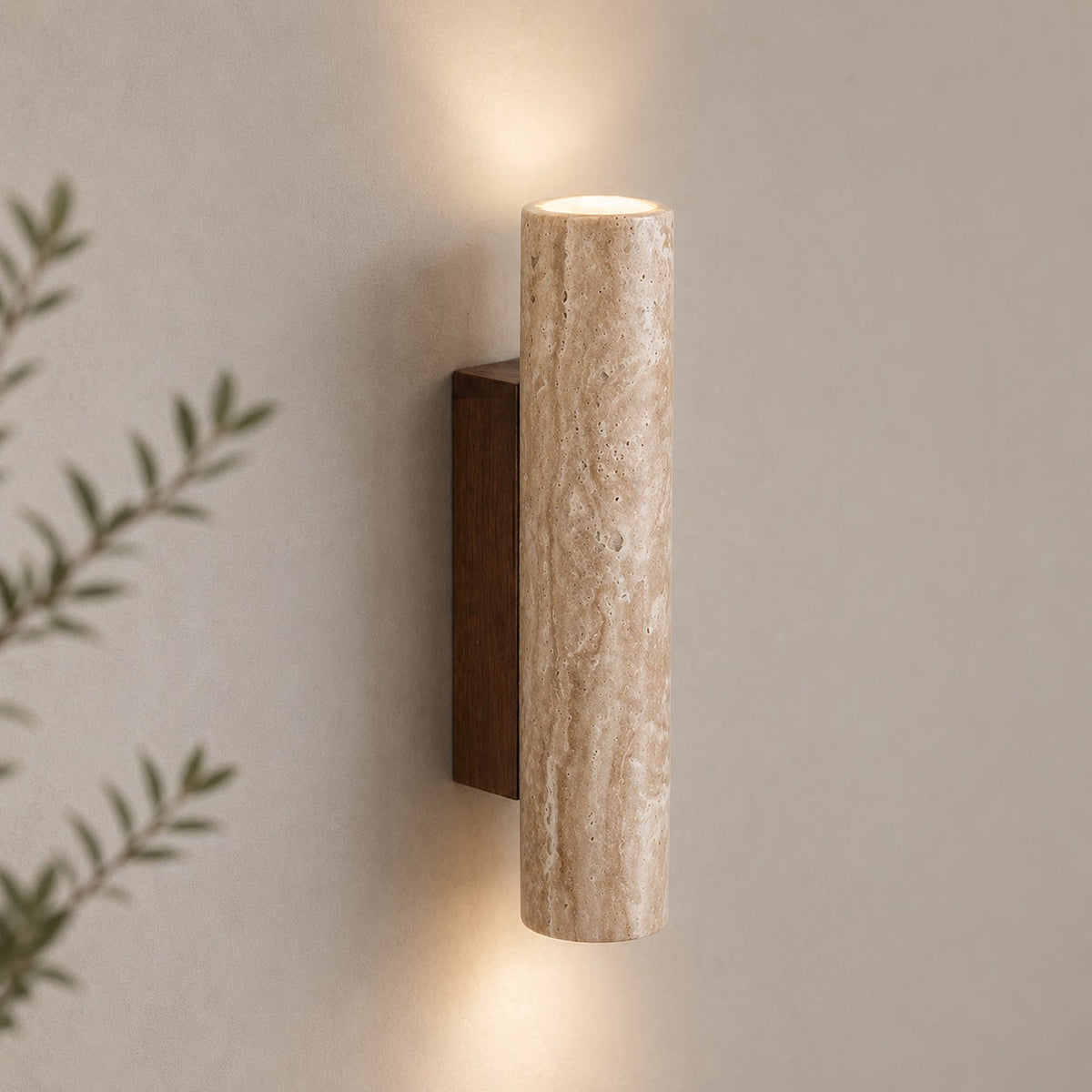 Travertine Up Down Wall Sconce | Natural Stone LED Light