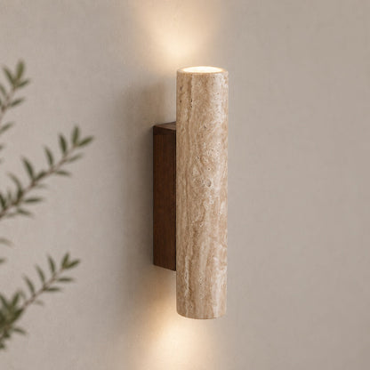 Travertine Up Down Wall Sconce | Natural Stone LED Light