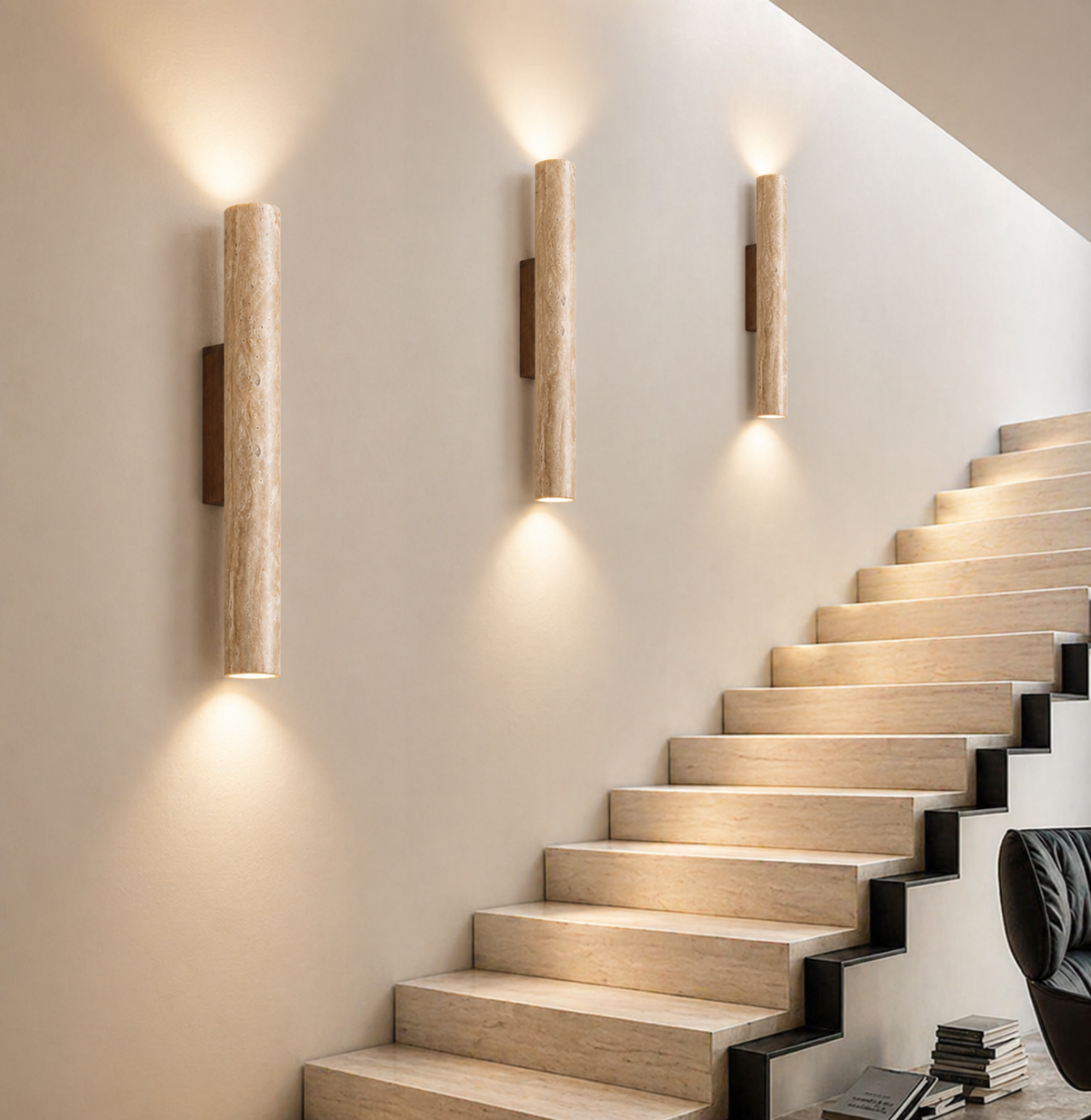 Travertine Up Down Wall Sconce | Natural Stone LED Light