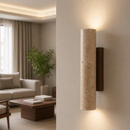 Travertine Up Down Wall Sconce | Natural Stone LED Light